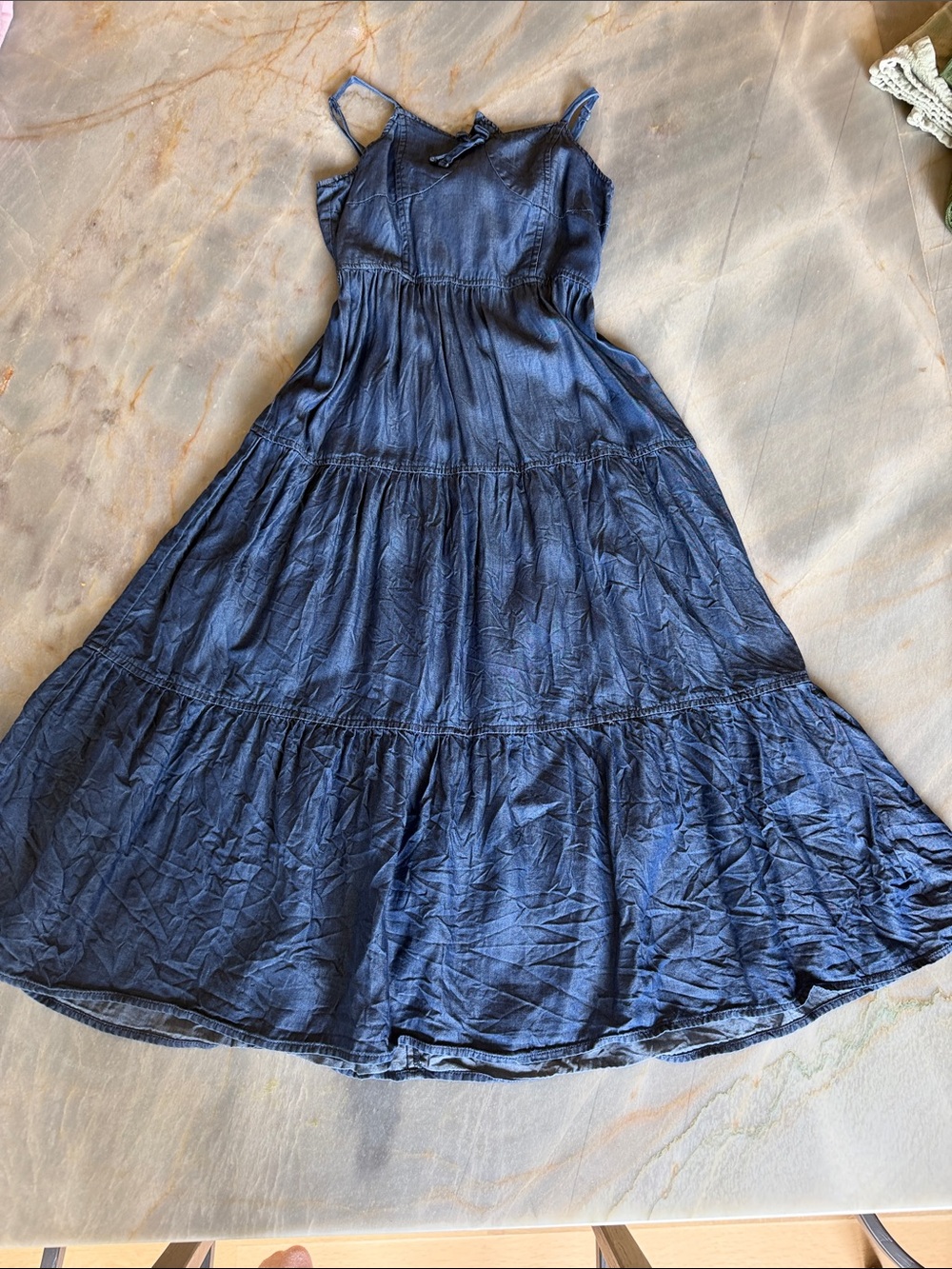 Zunie Navy Blue Tiered Maxi Dress with Adjustable Straps - Picture 1 of 3